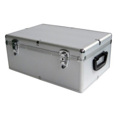 Media storage case for 500 discs, aluminum look, with hanging sleeves, silver